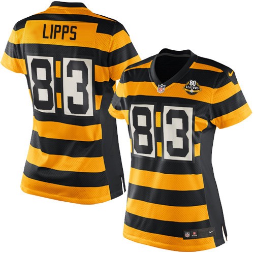 Women's Elite Louis Lipps 80th Anniversary Nike Jersey Gold/Black Alternate - #83 Throwback NFL Pittsburgh Steelers